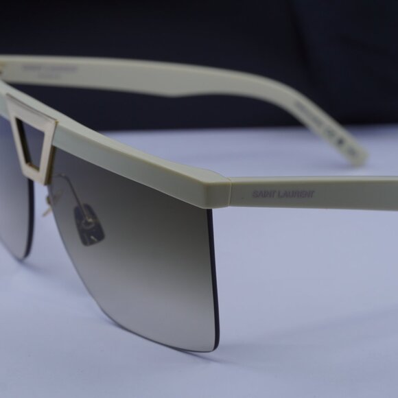 Saint Laurent SL537 PALACE 002 Shield Sunglasses - Ivory/Brown - Picture 12 of 13